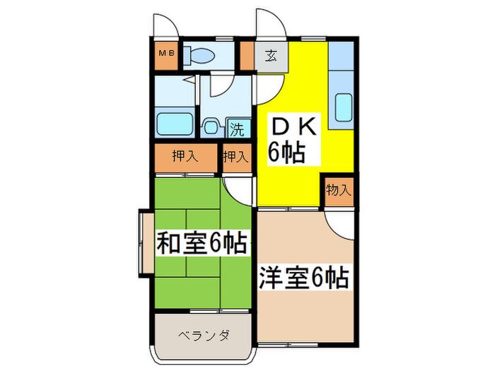 ハイツセオール(2DK/3階)の間取り写真