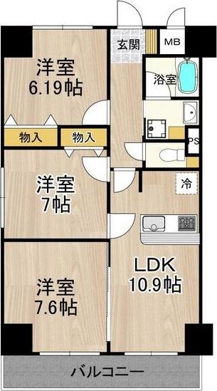 パークモダン住之江公園(3LDK/2階)の間取り写真