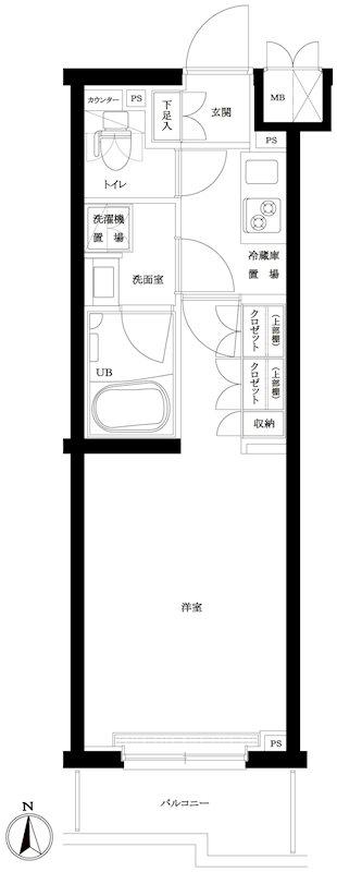 ルーブル武蔵新城伍番館(1K/3階)の間取り写真