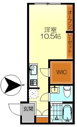 COLLINA呉本通(ワンルーム/1階)の間取り写真
