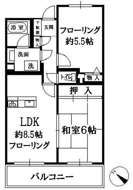 シアーズ南浦和(2LDK/6階)の間取り写真