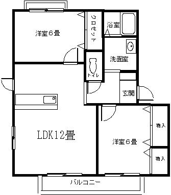 フローリッシュ E(2LDK/1階)の間取り写真