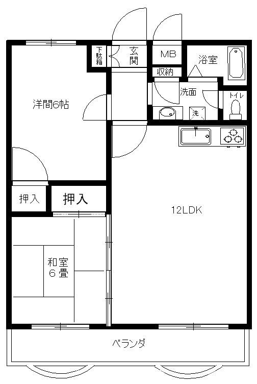 マンションタートルヒルズ(2LDK/3階)の間取り写真