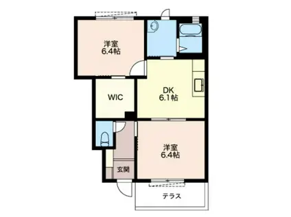 アクアコートD(2DK/1階)の間取り写真