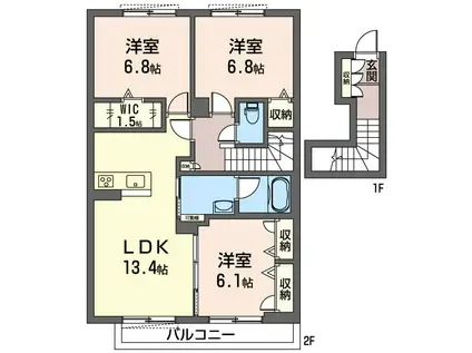 エレベジオ(3LDK/2階)の間取り写真
