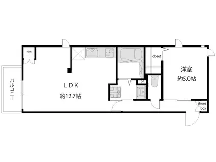 ルークス坂本町(1LDK/2階)の間取り写真
