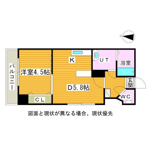 ミピアーチェ学園前(1DK/7階)の間取り写真