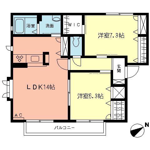 ステラA(2LDK/2階)の間取り写真