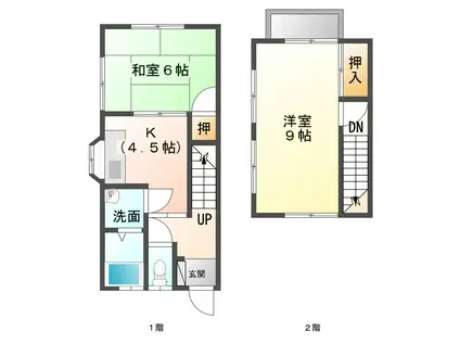 渡辺アパート 左(2K/1階)の間取り写真