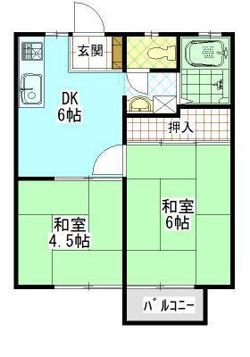 パークハイツ橋本 A(2DK/2階)の間取り写真