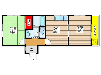 ムーニー一つ山(2DK/1階)の間取り写真