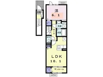 サン・リベールII A(1LDK/2階)の間取り写真