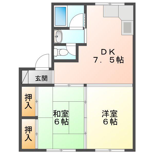 ハイツK(2DK/1階)の間取り写真