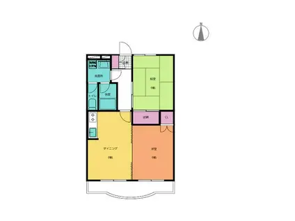 金富グランデ(2DK/3階)の間取り写真