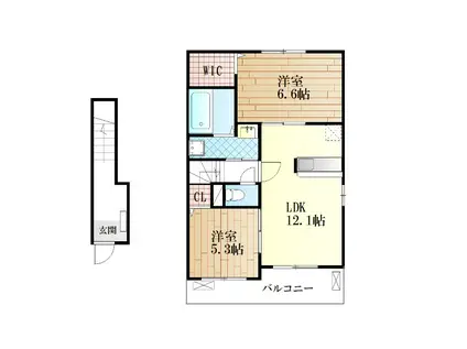 ズューデン A(2LDK/2階)の間取り写真