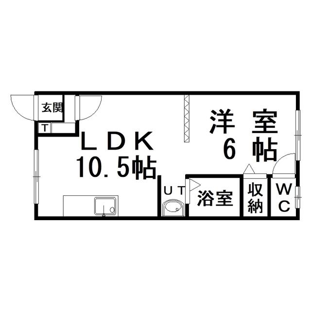 アートライフ白糠A(1LDK/1階)の間取り写真