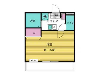 ロッキー鈴鹿(1K/2階)の間取り写真