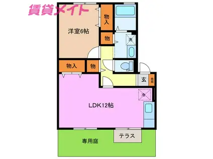 ロジュマン・ラ・フォーレ(1LDK/1階)の間取り写真