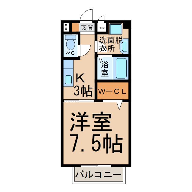 カンペチア(1K/1階)の間取り写真