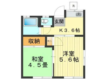 ベルウッド(2K/1階)の間取り写真