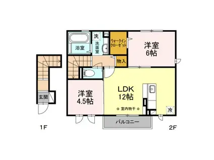 MAISON楓 II(2LDK/2階)の間取り写真