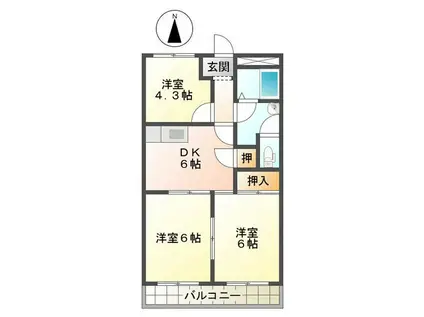 クレール立松(3DK/3階)の間取り写真