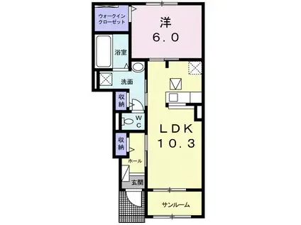 グランディール I(1LDK/1階)の間取り写真