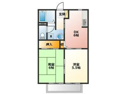 グリーンパークはやの B棟(2DK/2階)の間取り写真