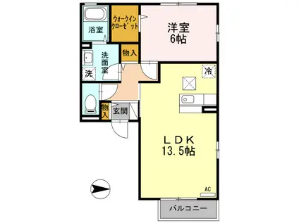 ティンカーベルハイツ2(1LDK/1階)の間取り写真