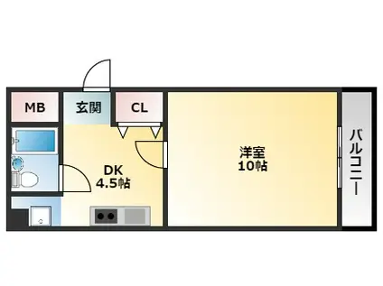ODESSA流町(1DK/4階)の間取り写真