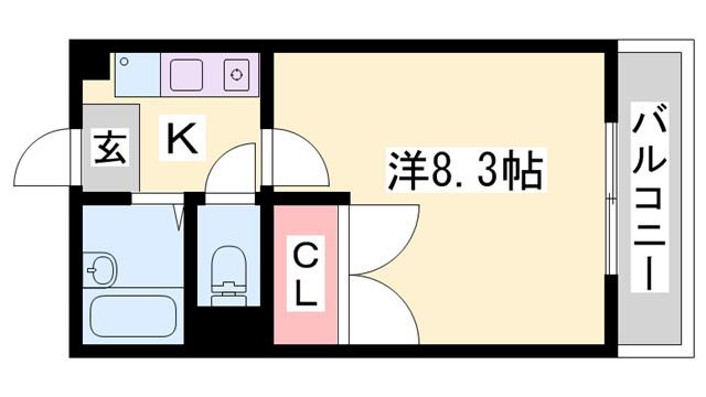 MISTRAL下手野(1K/1階)の間取り写真
