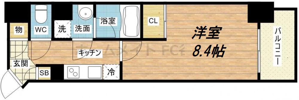 アスヴェル東本町II(1K/2階)の間取り写真
