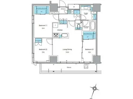 ルフォンプログレ渋谷ヒルトップ(3LDK/14階)の間取り写真
