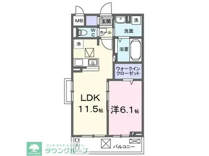 ラ・ミア・ヴィア(1LDK/1階)の間取り写真