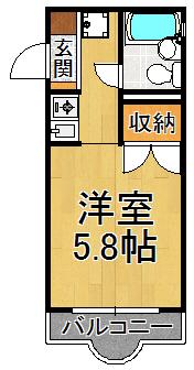 アメニティハイツ上ヶ原壱番館(1K/2階)の間取り写真