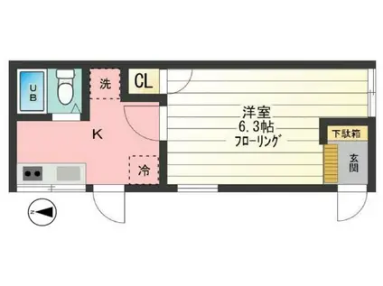 ハタハイツ(1K/1階)の間取り写真