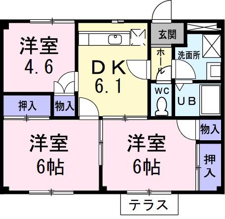 ロマニー華(3DK/1階)の間取り写真
