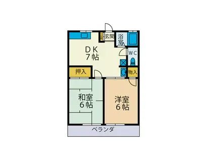 ドミールかしわ台(2DK/2階)の間取り写真