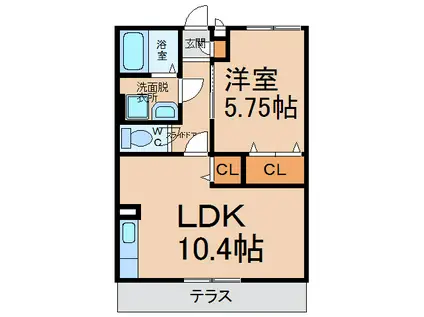 ベルファミーユ(1LDK/1階)の間取り写真