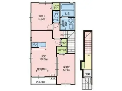 LA POMME(2LDK/2階)の間取り写真