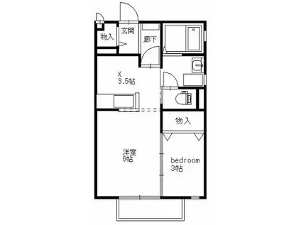 フォンテーヌ・コリーヌB(1SK/2階)の間取り写真