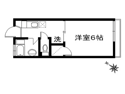 パークフラットⅠ(1K/1階)の間取り写真