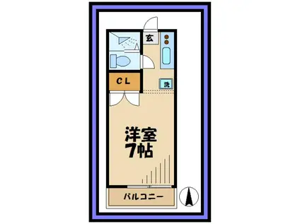 メゾンユ-(1K/2階)の間取り写真