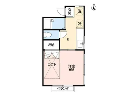 トレス所沢A(1DK/2階)の間取り写真