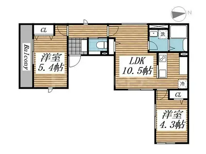 HEIM KOMORELIA(2LDK/2階)の間取り写真