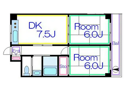 マンション友義(2DK/3階)の間取り写真