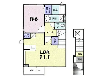 アルバローザ(1LDK/2階)の間取り写真