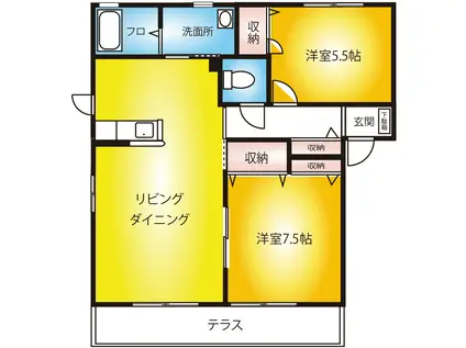 ガーデンパーク A(2LDK/1階)の間取り写真