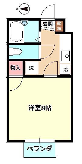 アルカディア総社(1K/2階)の間取り写真