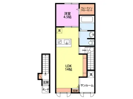 COMMON 2ND 網川原C(1LDK/2階)の間取り写真